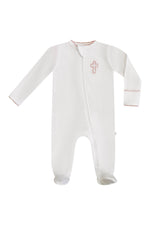 Load image into Gallery viewer, Pip Embroidered Zip Romper -Pink Cross
