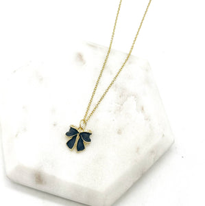 Black Bow Charm Necklace Gold Coquette Demure