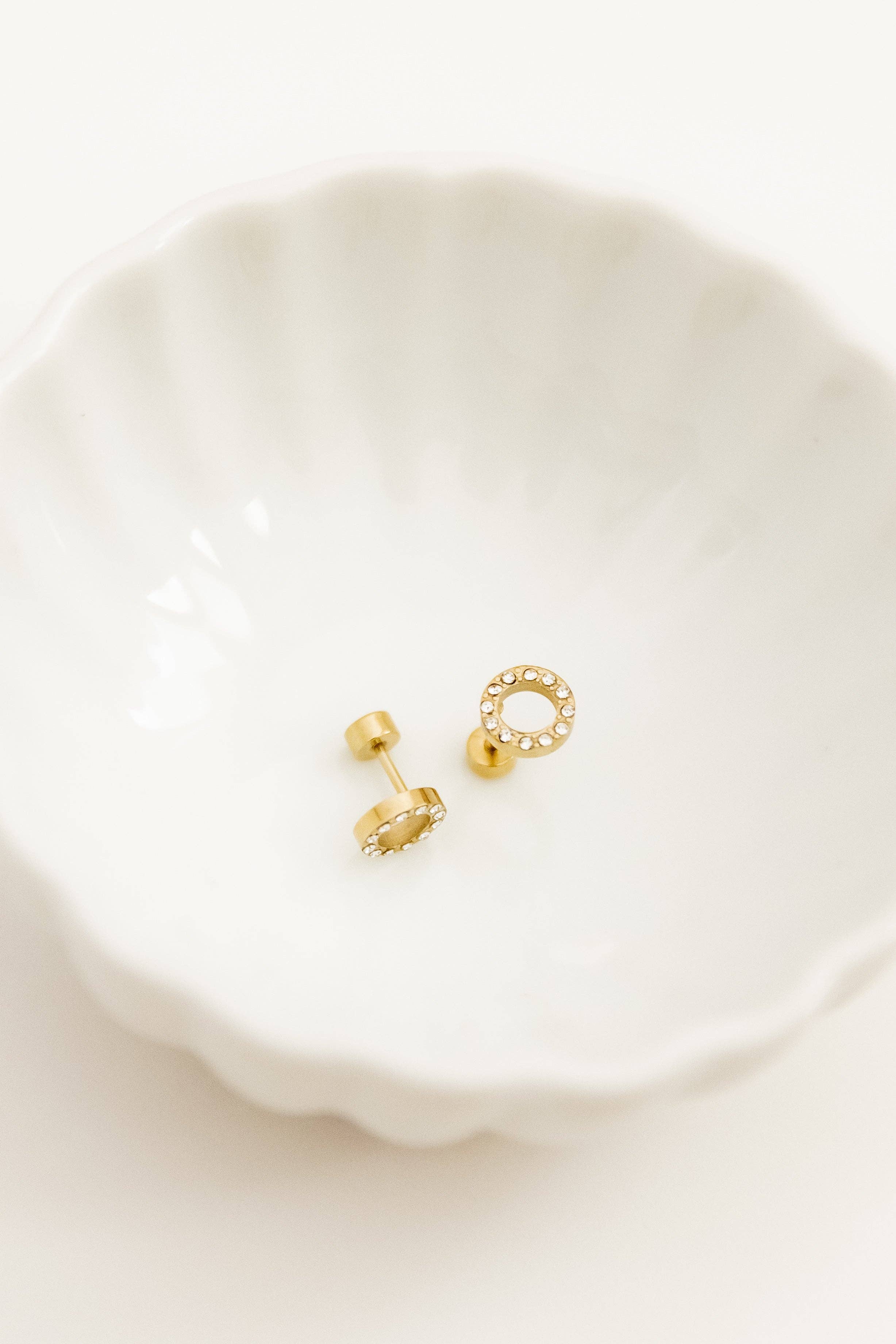 Screwback Stud Earrings - Lainey - Gold