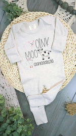 Load image into Gallery viewer, Baby Romper | Farm Animals - Oink Moo CockadoodleDo
