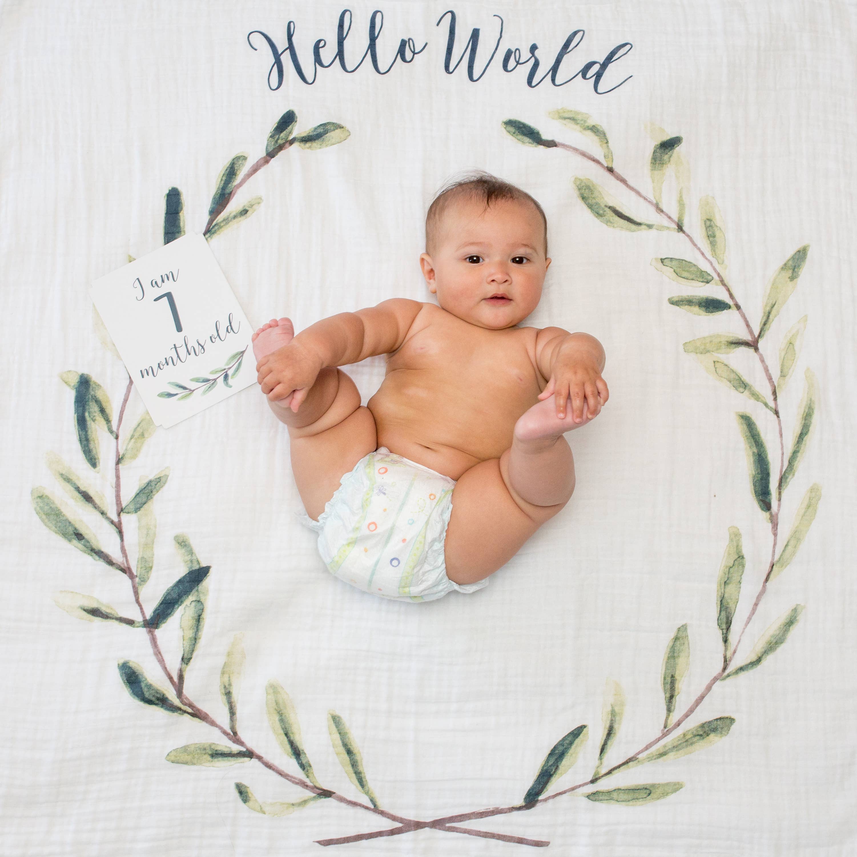 Baby's 1st Year Swaddle & Milestone Cards - Hello World