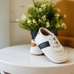 Load image into Gallery viewer, White and Black Love Bug Baby Sneaker
