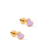 Load image into Gallery viewer, Screwback Stud Earrings - Nora Heart Purple
