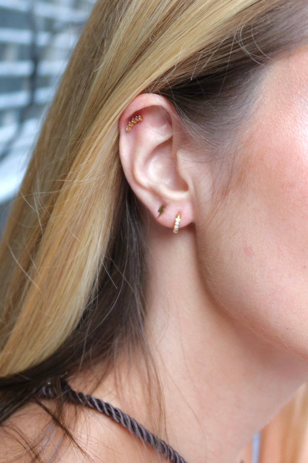 Screwback Stud Earrings - Abigail Sparkle Gold