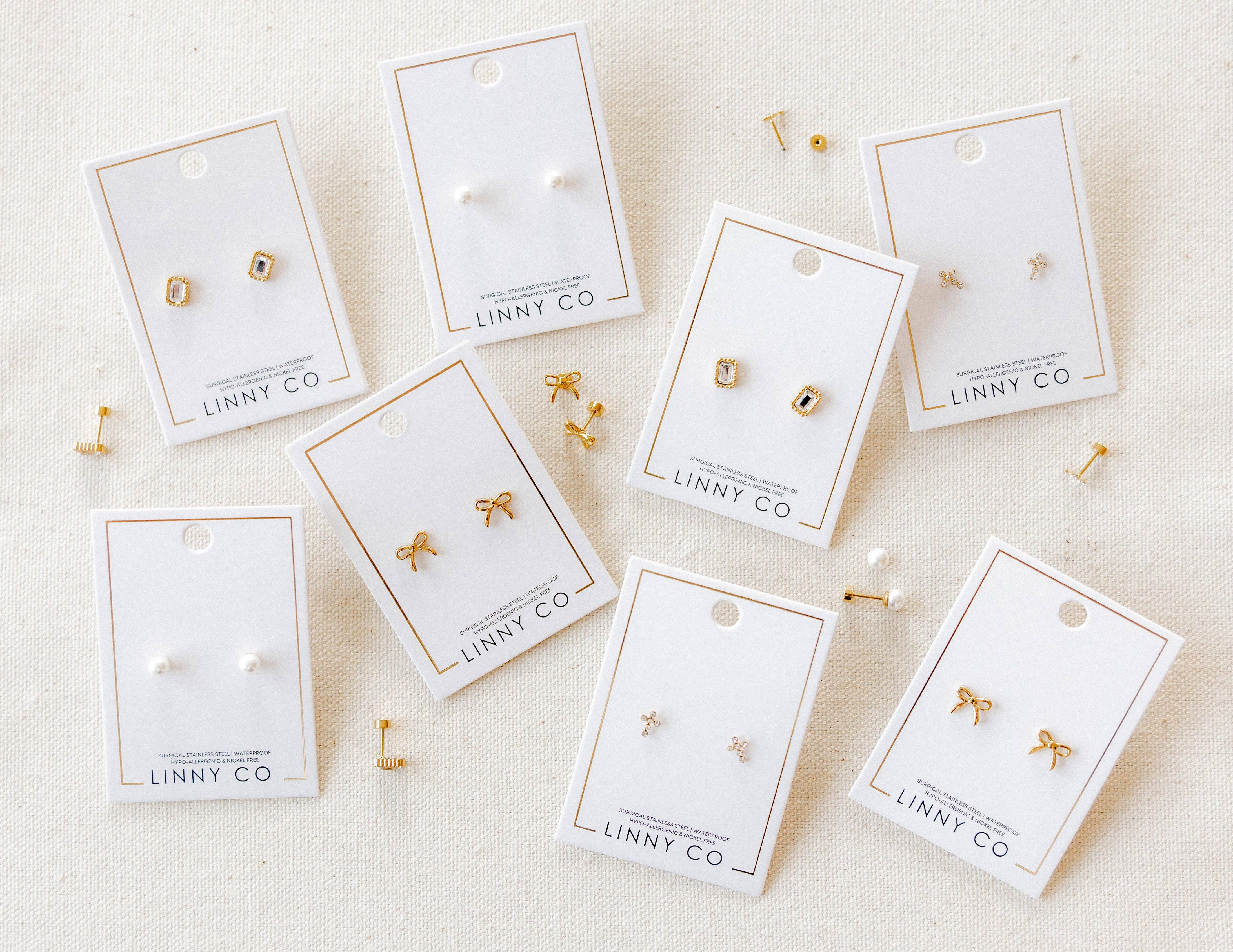 Screwback Stud Earrings - Clara Cross Gold
