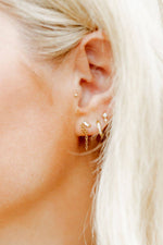 Load image into Gallery viewer, Huggie Earrings - Scarlett Hoop Gold 8mm CZ
