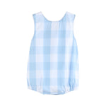 Load image into Gallery viewer, Large Blue Check Bubble Romper
