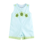 Load image into Gallery viewer, Lil Cactus Blue Baby Turtles Applique Shortall
