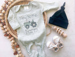 Load image into Gallery viewer, Baby Sage Romper | Baby Boy Outfit - Tractor New To The Farm
