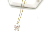 Load image into Gallery viewer, CZ Cubic Zirconia Bow Layering Charm Necklace
