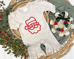 Load image into Gallery viewer, Christmas baby girl ruffle romper, puff embroidery Santa
