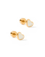 Load image into Gallery viewer, Screwback Stud Earrings - Nora Heart White
