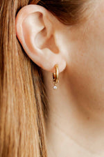 Load image into Gallery viewer, Huggie Charm Earrings - Celine Gold
