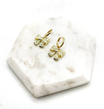 Load image into Gallery viewer, Gold Quilted Bow Coquette Huggie Hoops Holiday Earrings
