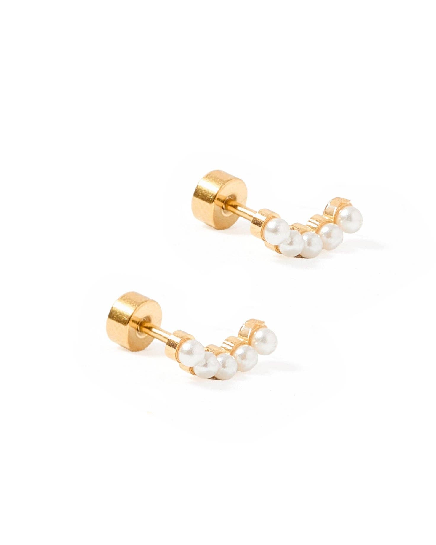 Screwback Stud Earrings - Abigail - Pearl