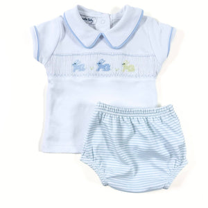 Hoppity Hop Classics Smocked Diaper Cover Set - Light Blue