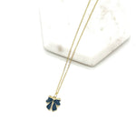 Load image into Gallery viewer, Black Bow Charm Necklace Gold Coquette Demure
