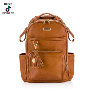 Cognac Boss Plus Itzy Ritzy Backpack Diaper Bag