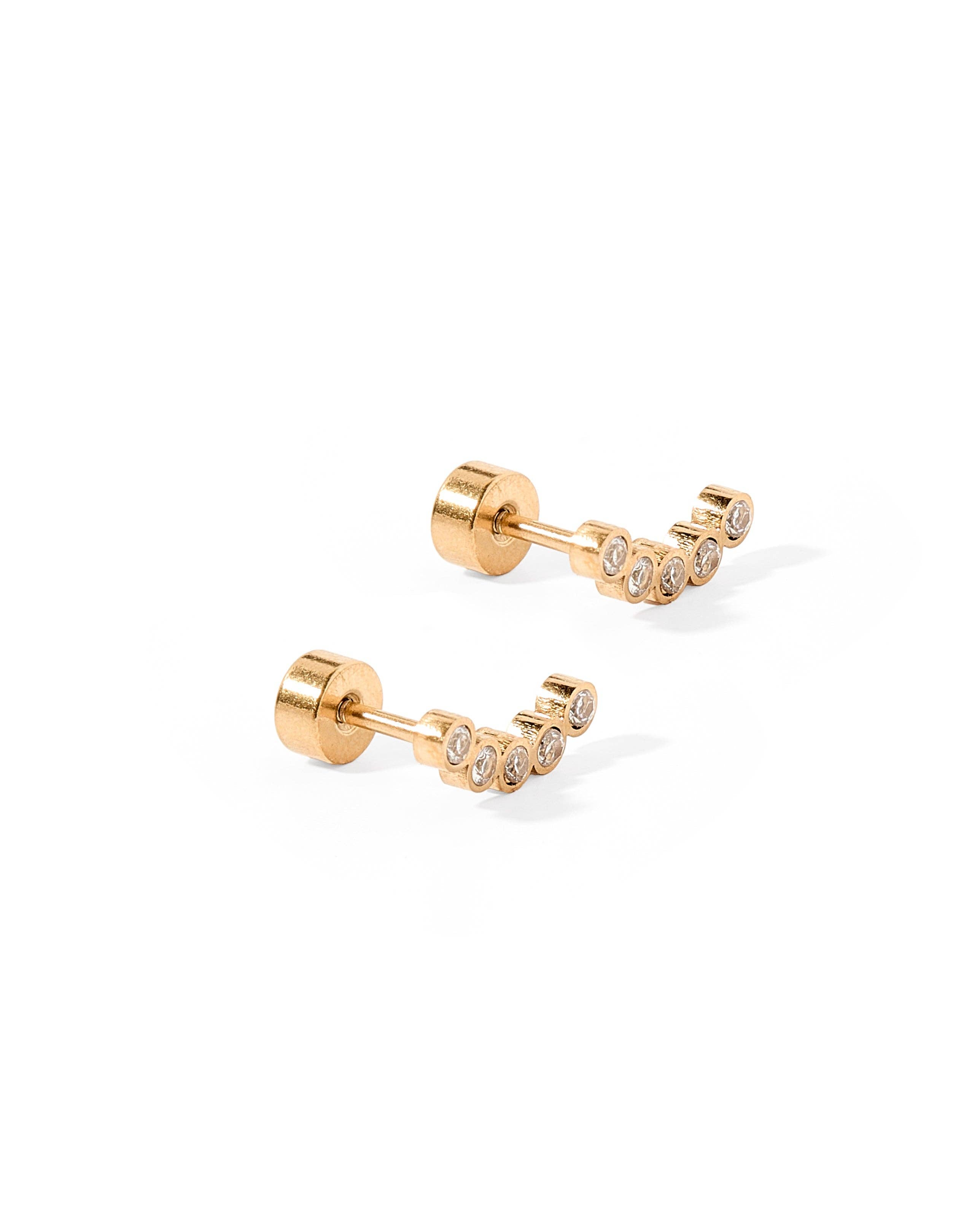 Screwback Stud Earrings - Abigail Sparkle Gold
