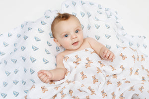 2-pack Cotton Swaddles - Vintage Bears & Sailboats