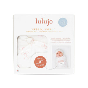 Hello World Blanket & Knotted Hat - Bows