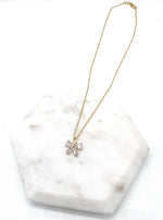 Load image into Gallery viewer, CZ Cubic Zirconia Bow Layering Charm Necklace
