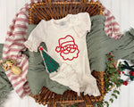 Load image into Gallery viewer, Christmas baby girl ruffle romper, puff embroidery Santa
