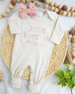 Load image into Gallery viewer, Baby Romper | Baby Girl Outfit - Jesus Loves Me
