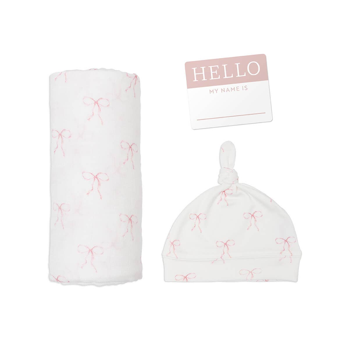Hello World Blanket & Knotted Hat - Bows