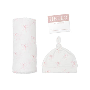 Hello World Blanket & Knotted Hat - Bows