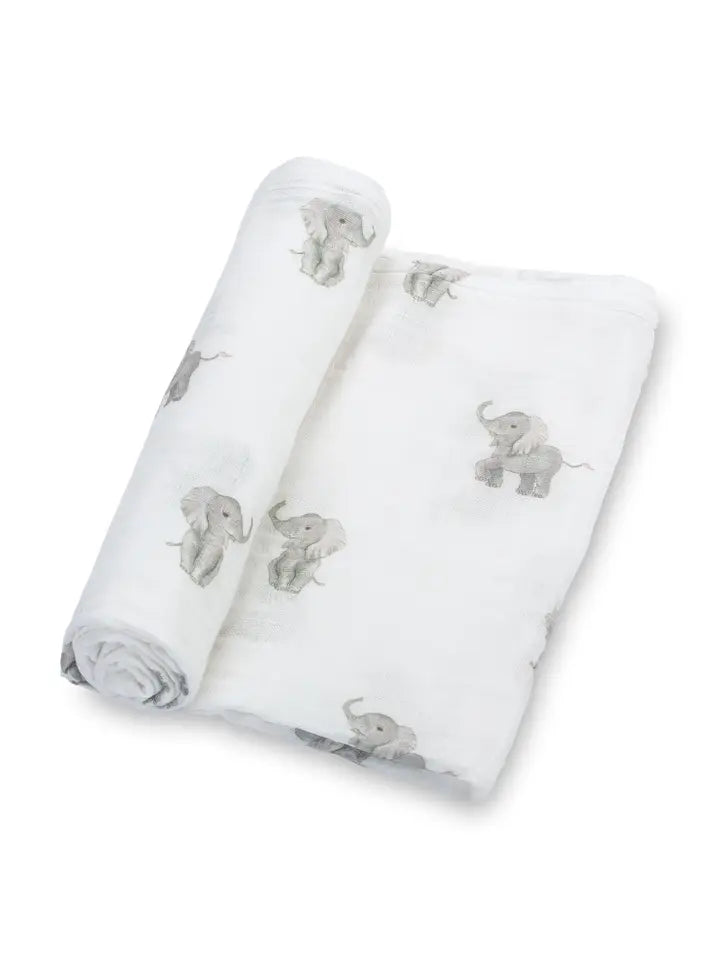 Baby Elephant Muslin Swaddle Blanket