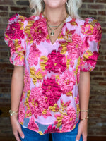 Load image into Gallery viewer, Keep It Going Pink &amp; Mustard Floral Blouse
