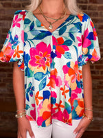 Load image into Gallery viewer, Figure It Out Multi Color Floral Blouse

