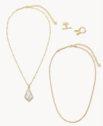 Load image into Gallery viewer, Faceted Alex Ivory Illusion Convertible Gold Necklace
