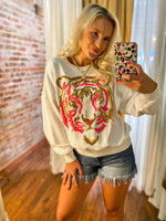 Load image into Gallery viewer, Roar For Em&#39; Pink &amp; Gold Sequin Tiger Sweatshirt
