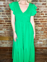 Load image into Gallery viewer, Don&#39;t Overthink It Smocked Green Maxi Dress
