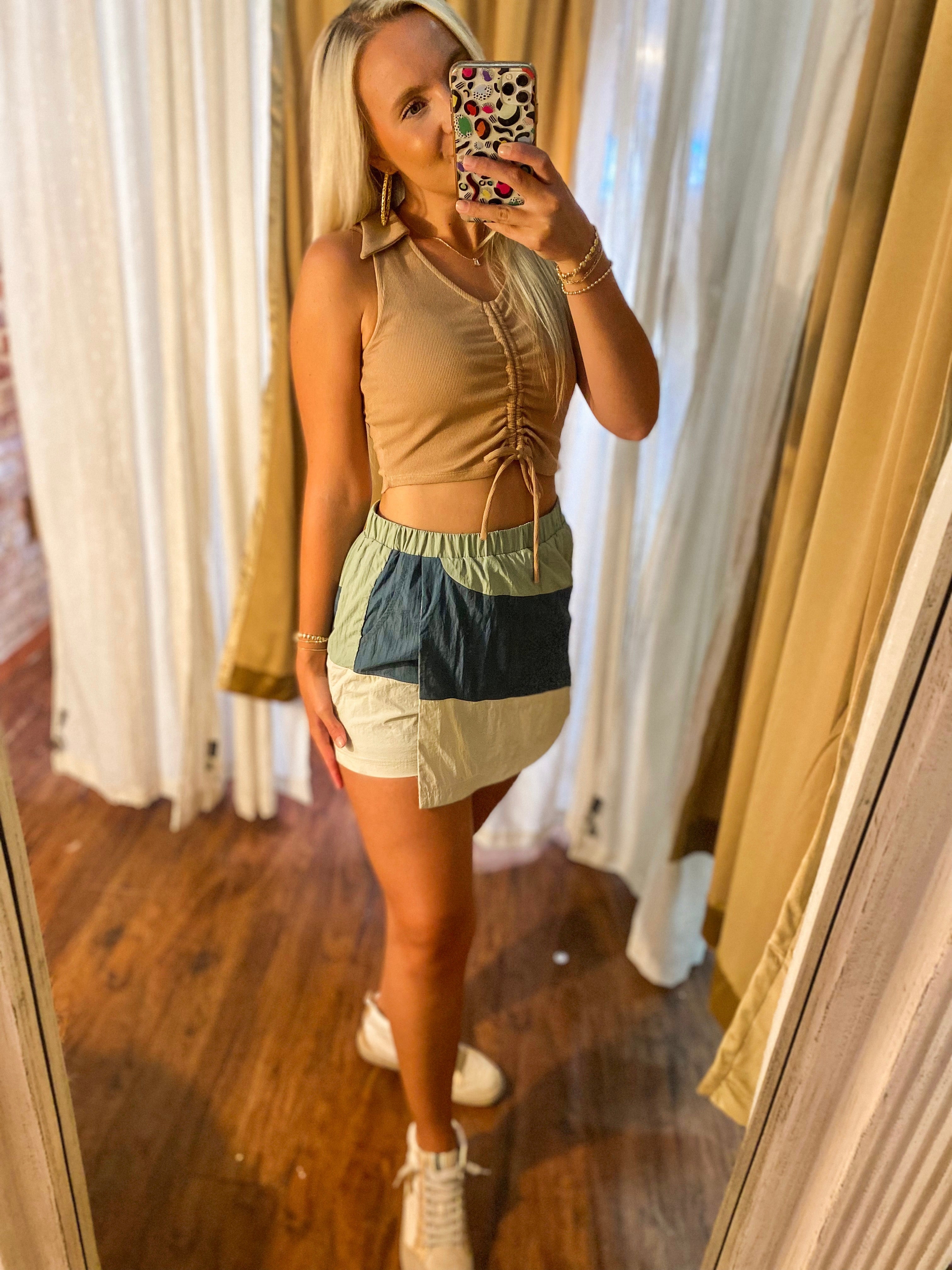 It's Not Over Sage & Ivory Tri-Color Free People Inspired Skort