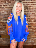 Load image into Gallery viewer, Better Watch Out Sequin Tiger Royal Blue Sweatshirt
