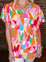 Load image into Gallery viewer, Just A Guess Multi-Color Abstract Print Blouse
