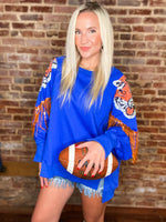 Load image into Gallery viewer, Better Watch Out Sequin Tiger Royal Blue Sweatshirt
