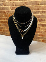 Load image into Gallery viewer, Leighton Convertible White Pearl Chain Gold Necklace
