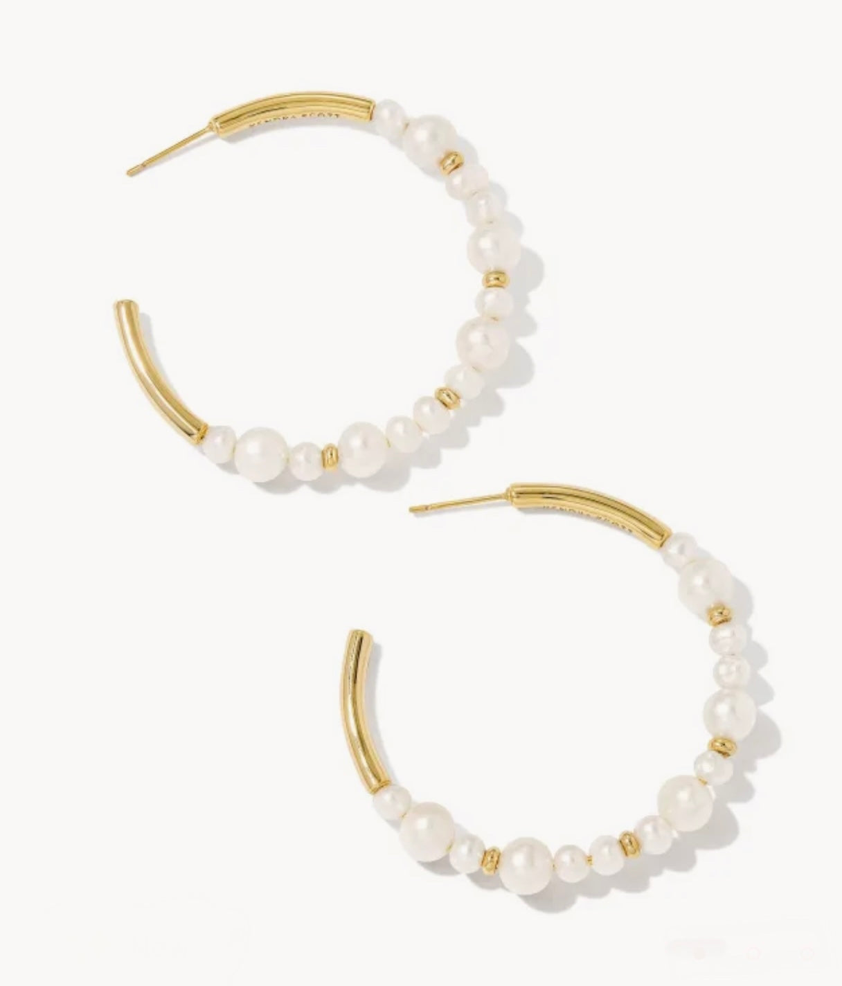 Jovie White Pearl Beaded Gold Hoop Earrings