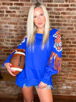 Load image into Gallery viewer, Better Watch Out Sequin Tiger Royal Blue Sweatshirt
