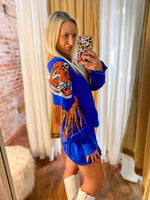 Load image into Gallery viewer, Better Watch Out Sequin Tiger Royal Blue Sweatshirt
