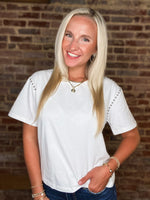 Load image into Gallery viewer, Let Loose White Stud Embellished Tee
