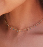 Load image into Gallery viewer, Cambry Aqua Apatite Beaded Strand Gold Necklace
