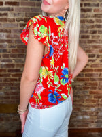 Load image into Gallery viewer, Time With You Red Floral Blouse
