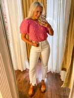 Load image into Gallery viewer, Parting Your Way Pink Bubble Blouse
