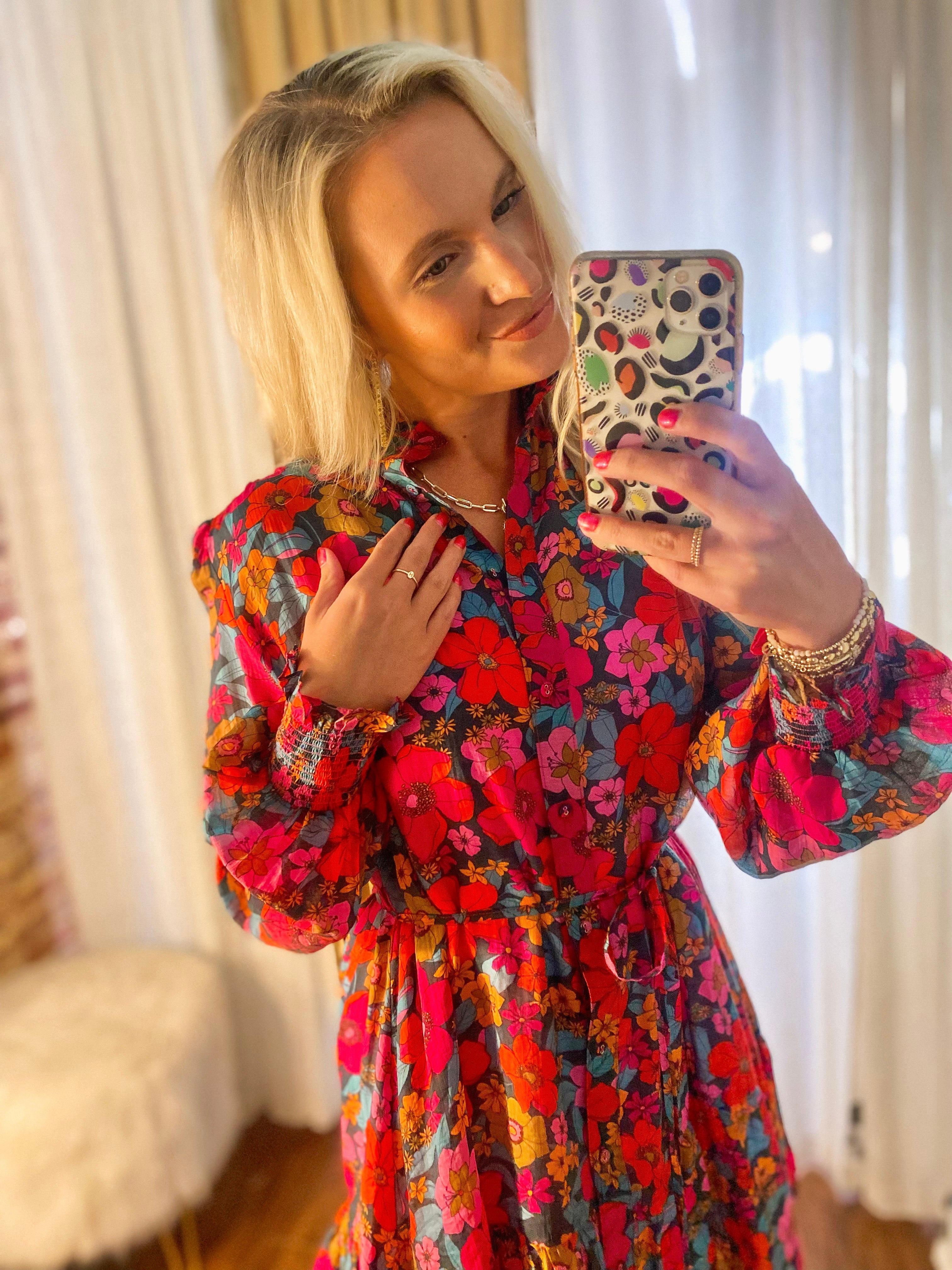 If You'd Just Realize Multi Floral Button Down Dress