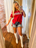 Load image into Gallery viewer, Roll Tide Roll Alabama Sequin Crimson Tee
